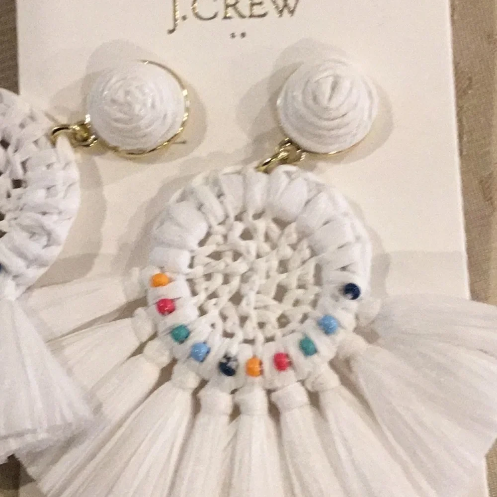 J Crew Statement Raffia Fan Post Earrings